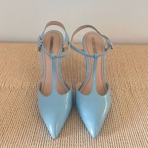 Zara Baby Blue T Strap Stilettos Size EU 38